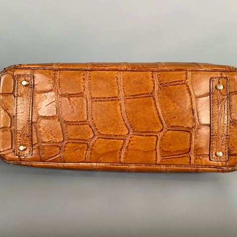 MAURO GOVERNA Tan Alligator Leather Handbag