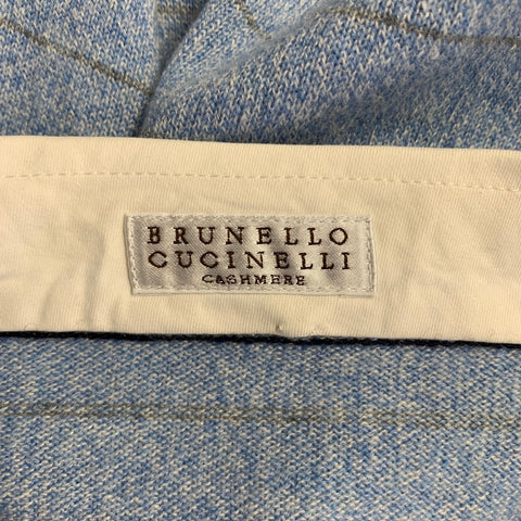BRUNELLO CUCINELLI Size 48 Blue Grey Stripe Cashmere Polo Pullover