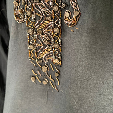 JUST CAVALLI Size 42 Black Gold Embroidery Metal Long Sleeve Shirt