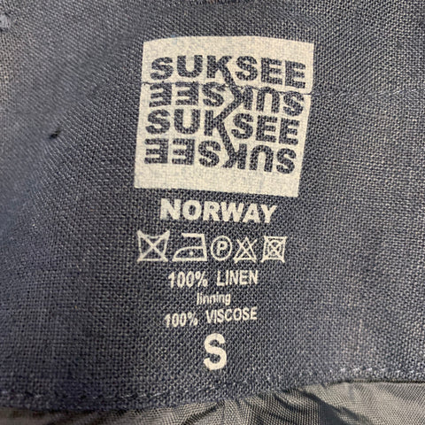 SUKSEE Size S Navy Linen Flared Sleeves Zip Up Jacket