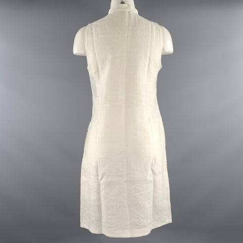 FARELLA Size M White Linen Tuxedo Dress
