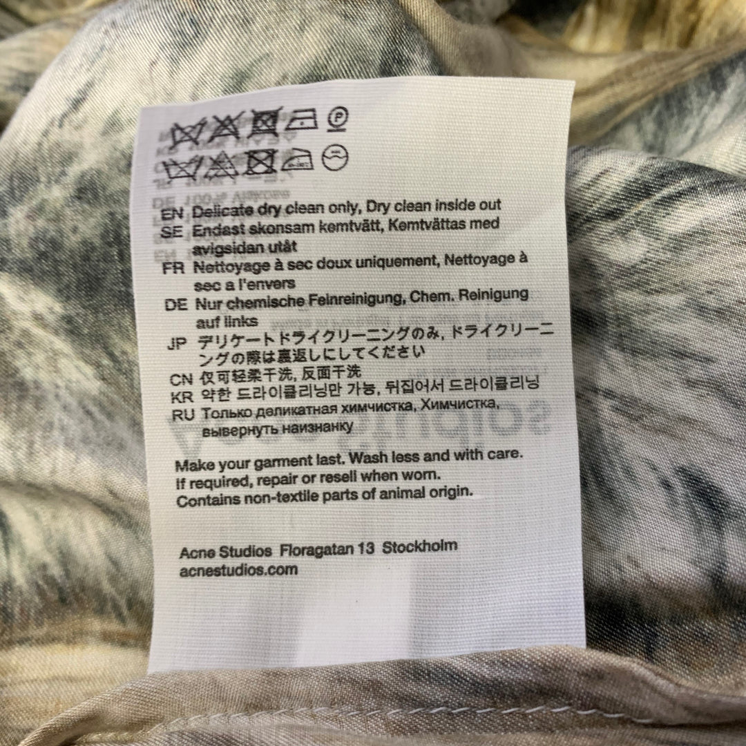 ACNE STUDIOS Size L Tan Black Grey Animal Print Long Sleeve Shirt