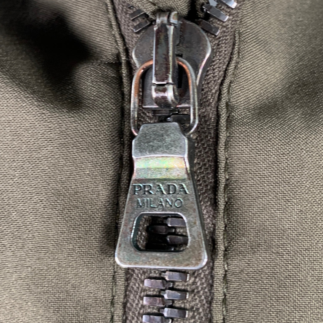 PRADA Size 44 Olive Green Polyester Nylon Zip Up Jacket