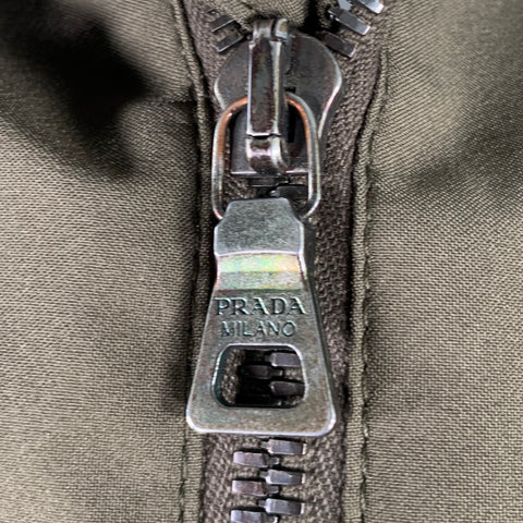 PRADA Size 44 Olive Green Polyester Nylon Zip Up Jacket