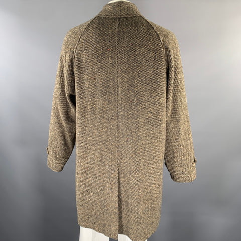 RALPH LAUREN Size 44 Tan Black Wool Hidden Placket Coat