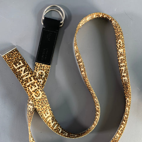 CELINE Waist Size S Beige Brown & White Animal Print Canvas Belt