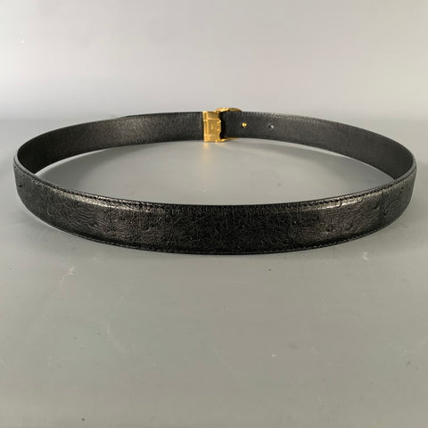 DUNHILL Size 36 Black Gold  Leather Belt
