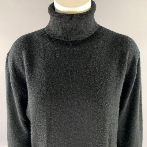 NEIMAN MARCUS Size XL Black Cashmere Turtleneck Sweater