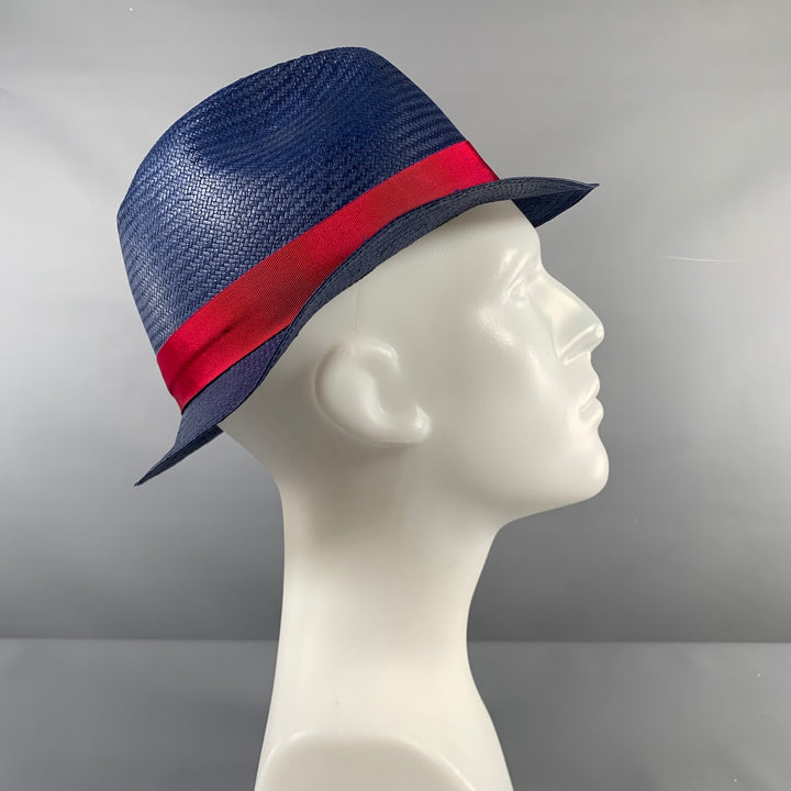 BORSALINO Size L Blue Red Woven Straw Hats