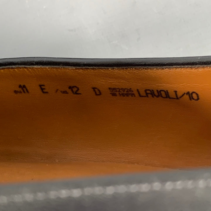 BALLY Size 12 Lavoli Black Silver Leather Buckle Loafers