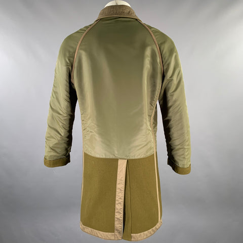 BURBERRY Size S Green Solid Wool Reversible Coat