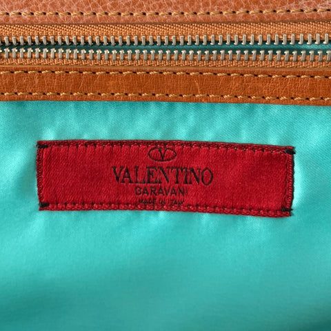 VALENTINO Beige Multi Color Woven Leather Beaded Raffia Handbag