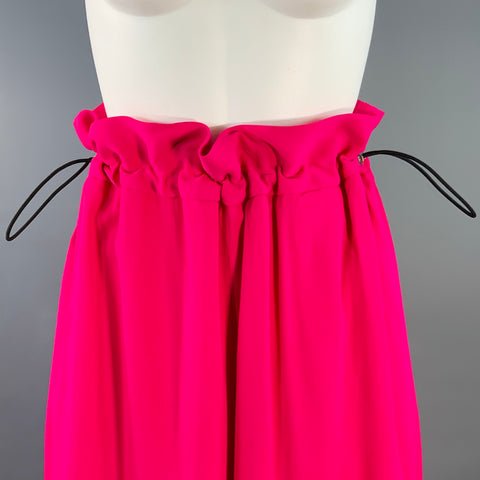 AMI by ALEXANDRE MATTIUSSI Size XS Pink Fuchsia Viscose Blend Drawstring Wide Leg Dress Pants