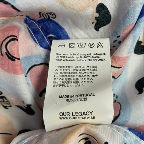 OUR LEGACY Size 40 Blue Red Figures Beach Cotton Long Sleeve Shirt