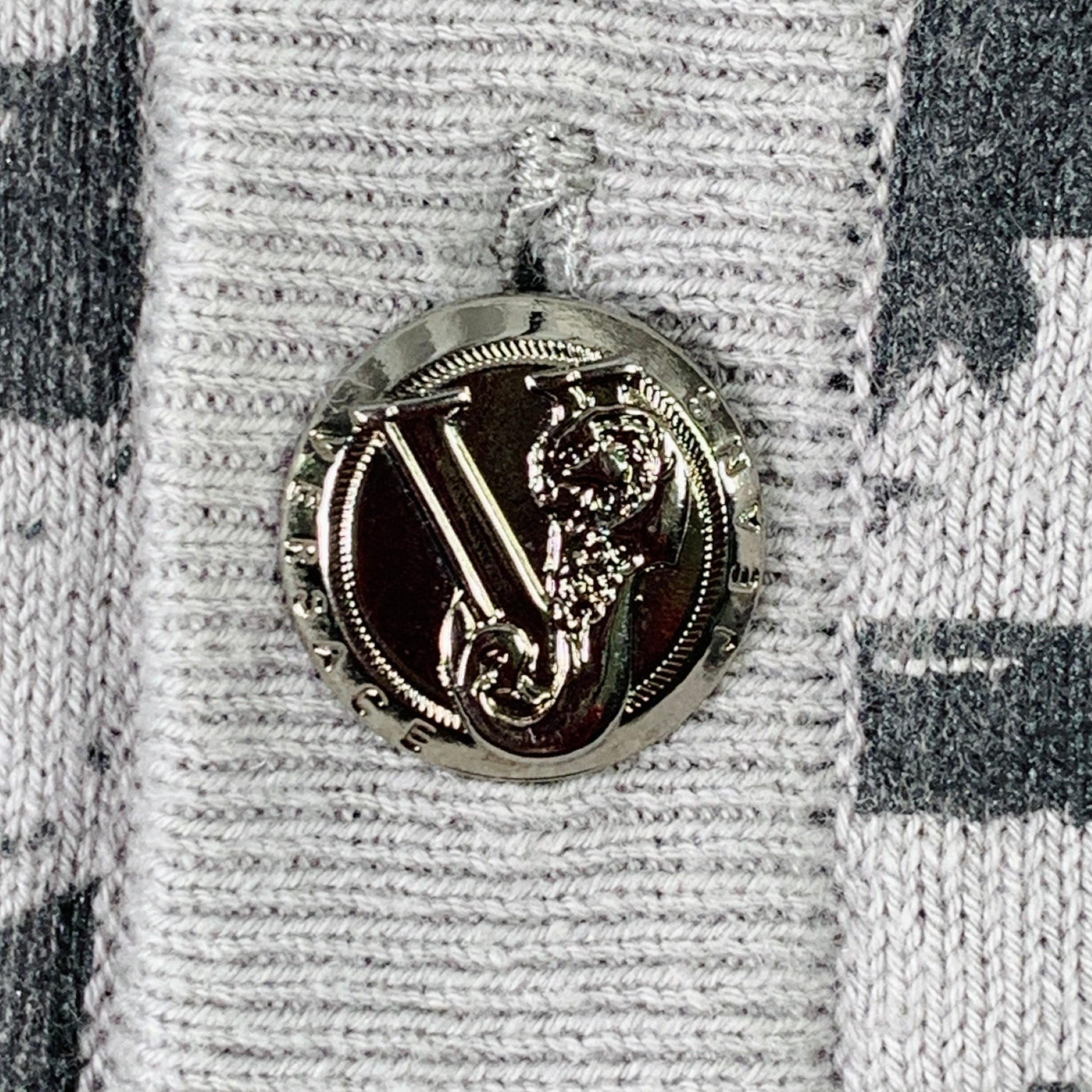 VERSACE JEANS Size XL Grey Black Graffiti Cotton Linen Knit