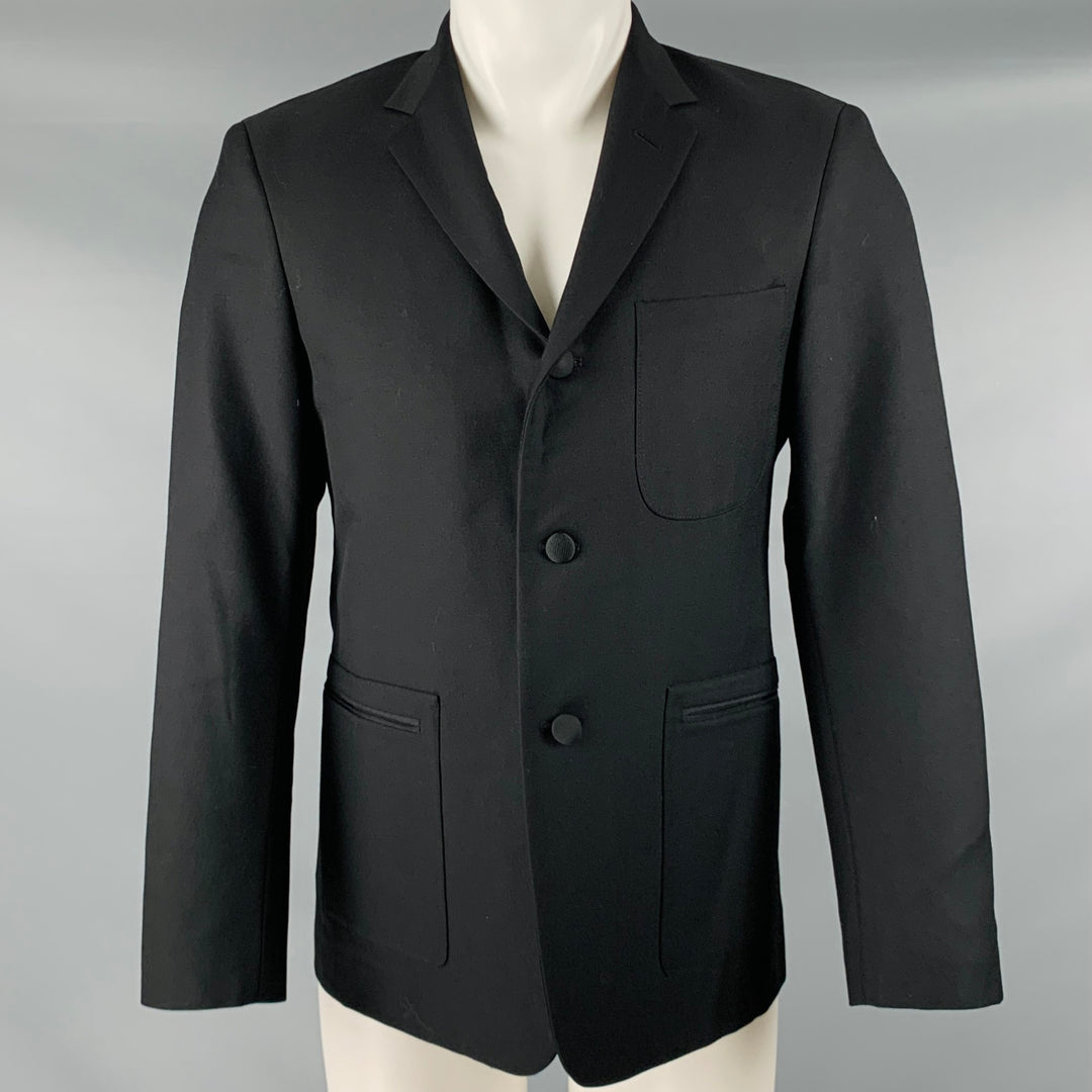 BLACK FLEECE Size 38 Black Wool Notch Lapel Sport Coat
