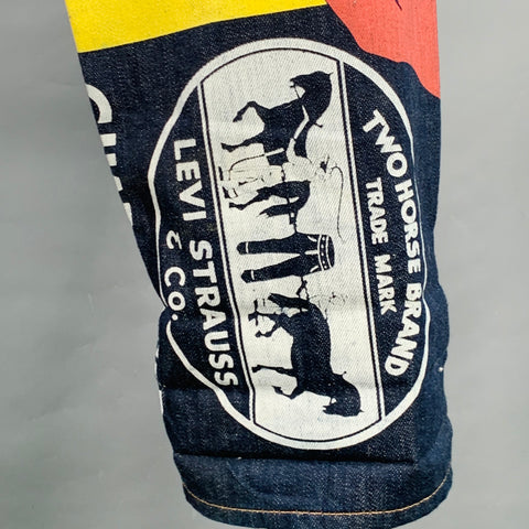 LEVI STRAUSS Size 33 Navy Multi Color Graphic Cotton Straight Selvedge Jeans