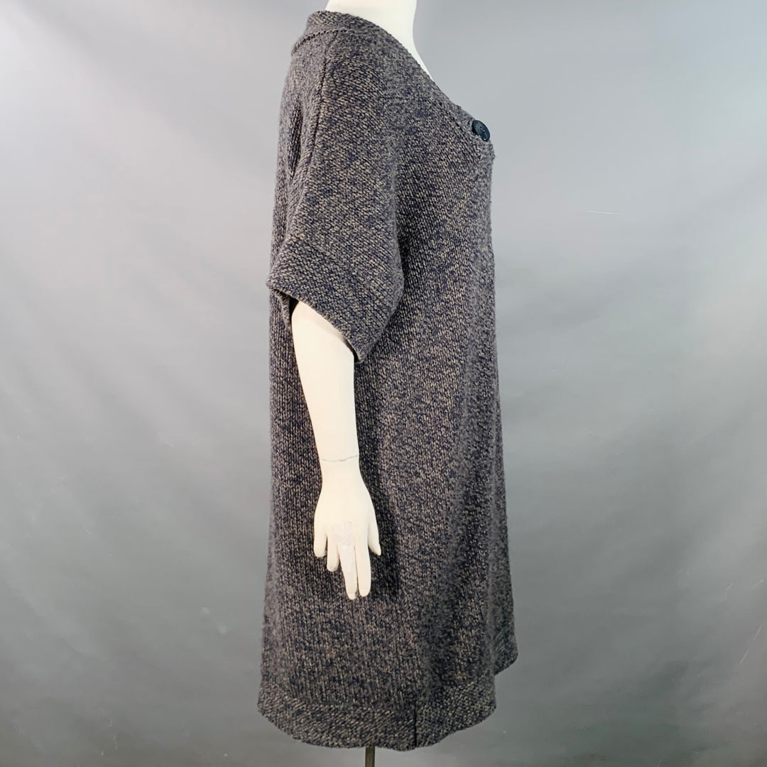 STELLA McCARTNEY Size L Grey Navy Wool Cashmere Melange Knit Coat