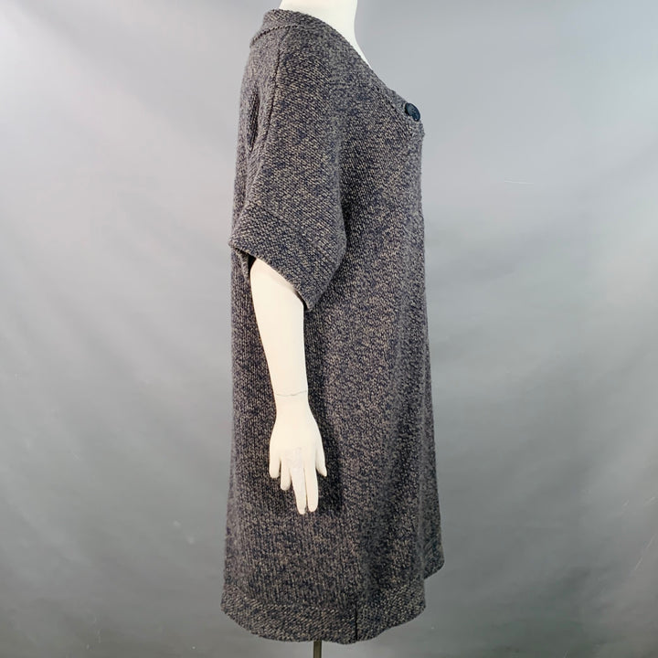 STELLA McCARTNEY Size L Grey Navy Wool Cashmere Melange Knit Coat