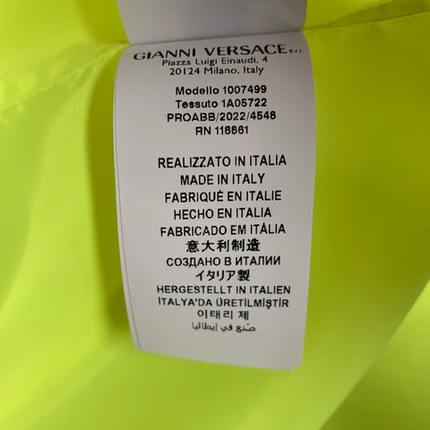 VERSACE Size 36 Neon Yellow Polyester One Pocket Oversized Long Sleeve Shirt