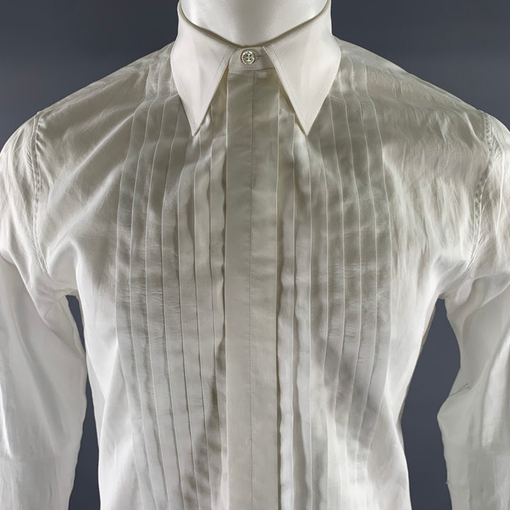 ALEXANDER MCQUEEN Size M White Cotton Tuxedo Frech Cuff Long Sleeve Shirt