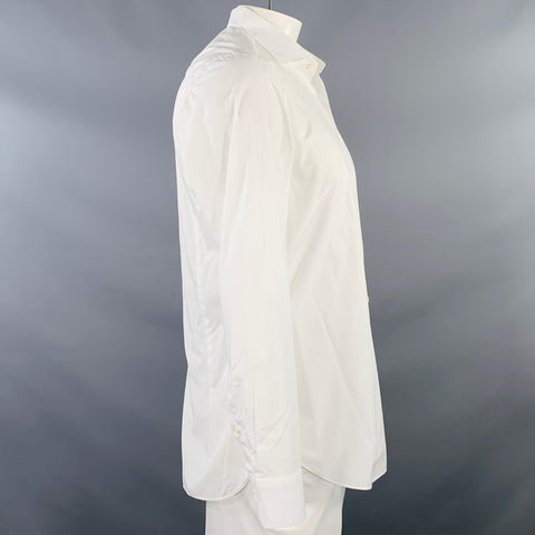BOGLIOLI Size 42 White Cotton Spread Collar Long Sleeve Shirt