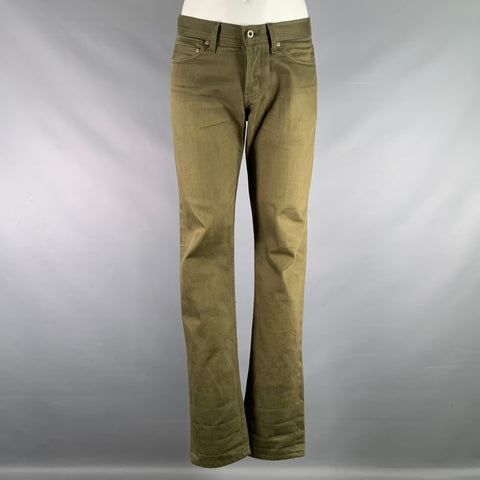 NAKED AND FAMOUS Size 32 Green Olive Cotton 5 pockets Jeans