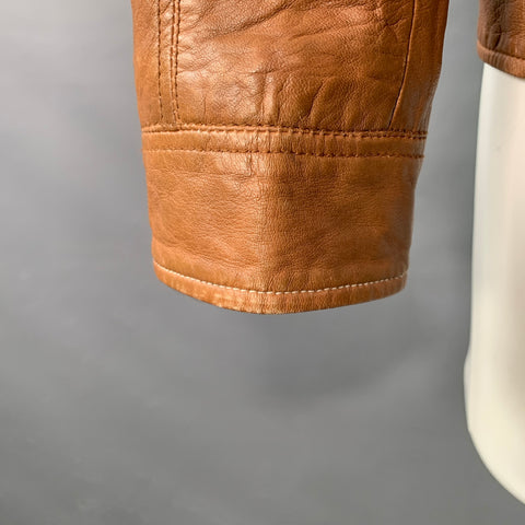 LA MARQUE COLLECTION Size M Camel Leather Zip Up Jacket