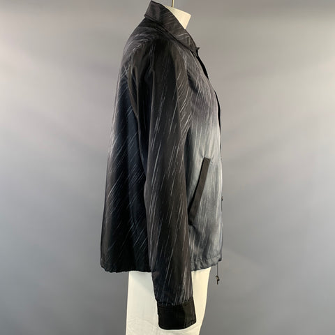 FUMITO GANRYU Chest Size Size L Grey Streaks Polyester Button Up Jacket
