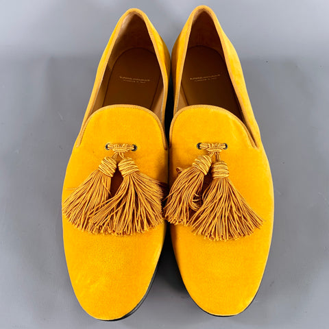 SUPERGLAMOUROUS Size 12 -Louis- Mustard Yellow Velvet Slip On Loafers
