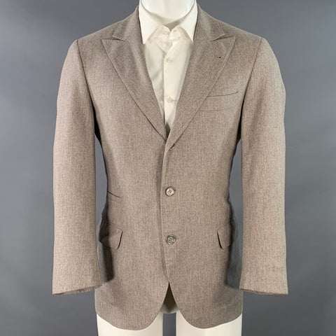 BRUNELLO CUCINELLI Size 38 Light Grey Wool Cashmere Silk Peak Lapel Sport Coat