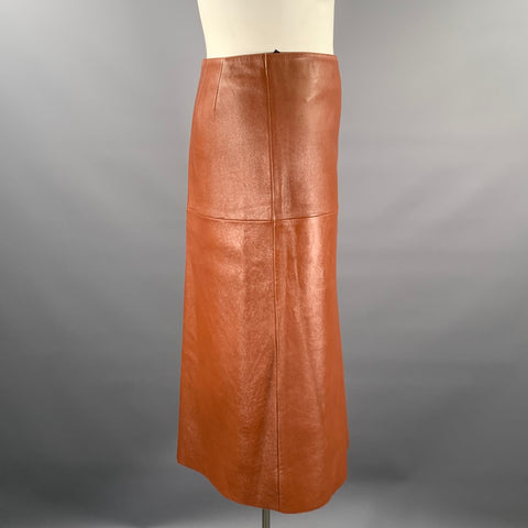 JOSEPH Size L Tan Leather Lambskin Skirt