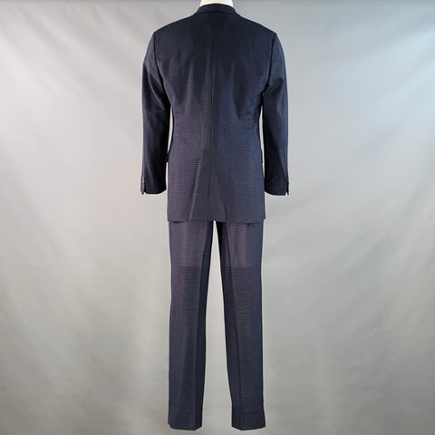 POLO by RALPH LAUREN Size L Regular Navy Grey Checkered Notch Lapel Suit