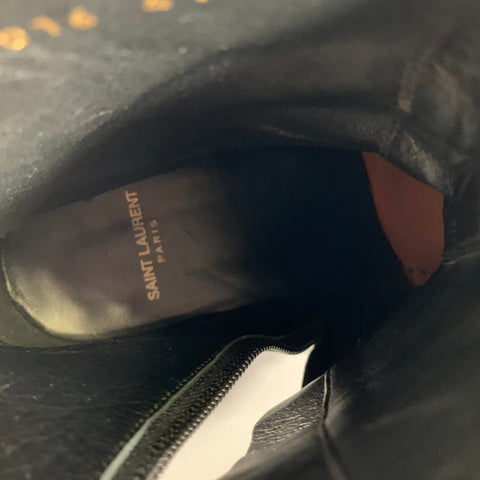 SAINT LAURENT Size 8 Black Velvet Chelsea Boots