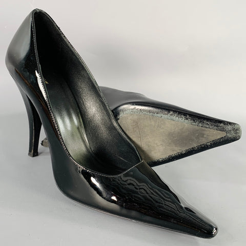 THE ROW Size 7 Black Patent Leather Pointed Toe Pumps