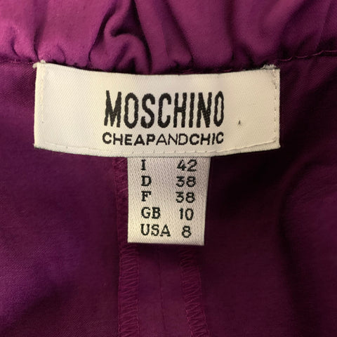 MOSCHINO Size 8 Purple Cotton Blend Ruffle Blouse