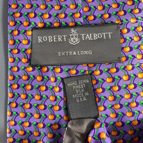 ROBERT TALBOTT Purple Orange & Green Fruit Silk Tie