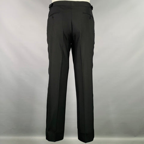 RALPH LAUREN Size 38 Short Black Wool Peak Lapel Tuxedo
