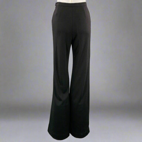 CHANEL Size 6 Black Wool Wide Leg Dress Pants
