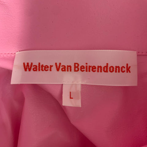 WALTER VAN BEIRENDONCK Size L Pink Modal Cutoff Sleeve Shirt