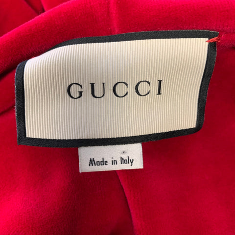 GUCCI Size M Red Cream Cotton Hooded Sweatshirt