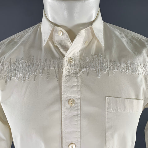 SACAI Size XS White Embroidery Cotton Button Down Long Sleeve Shirt