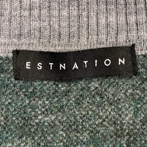 ESTNATION Size M Grey Green Camouflage Wool V-Neck Sweater