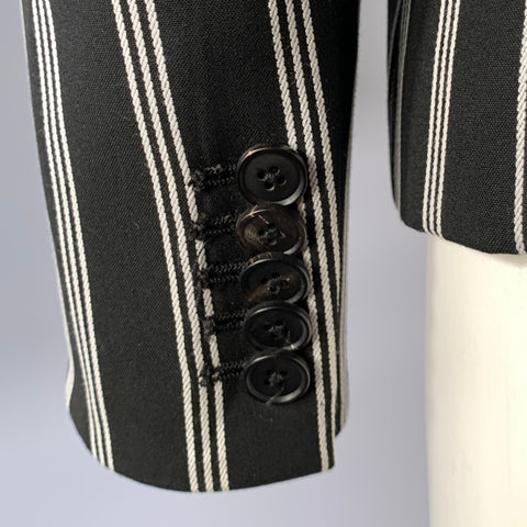 VERONICA BEARD Size 4 Black White Striped Polyester Viscose Blazer