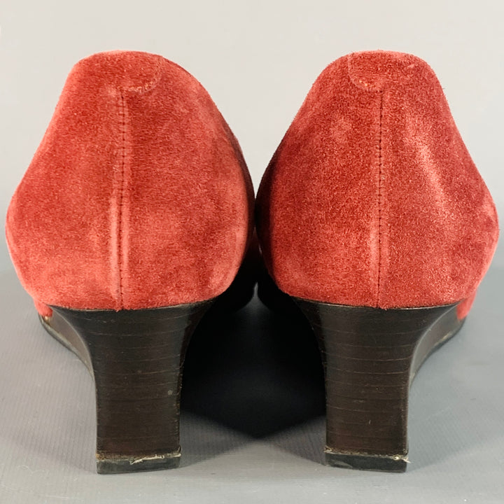 TOD'S Size 10 Burgundy Suede Wedge Pointed Toe Pumps