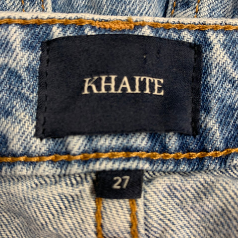 KHAITE Size 27 Danielle Blue Cotton Washed High Waisted Straight Jeans