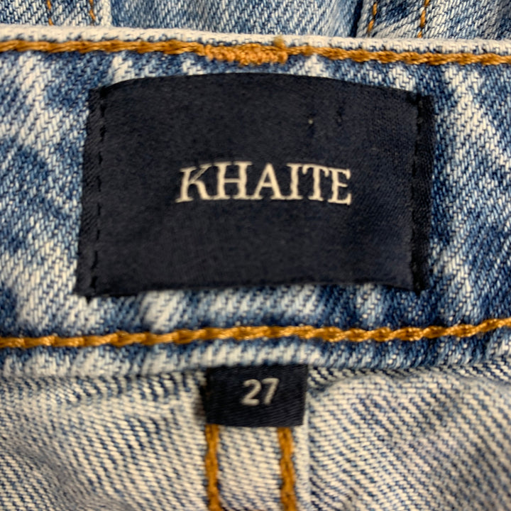KHAITE Size 27 Danielle Blue Cotton Washed High Waisted Straight Jeans