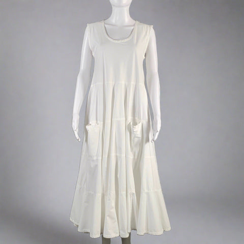 ME'NA CINQUE Size M White Cotton Sleeveless Midi Dress
