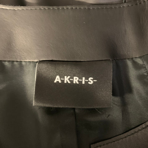 AKRIS Size 12 Black Leather Cropped Jacket