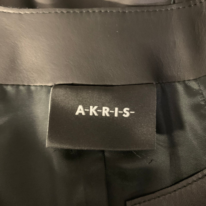 AKRIS Size 12 Black Leather Cropped Jacket